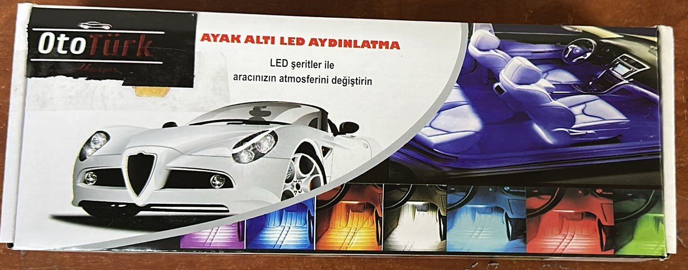 12 Ledli Ayak Altı Ambiyans Işığı Sese-Müziğe Duyarlı Kumandalı Araç Içi Rgb Renkli Kumandalı