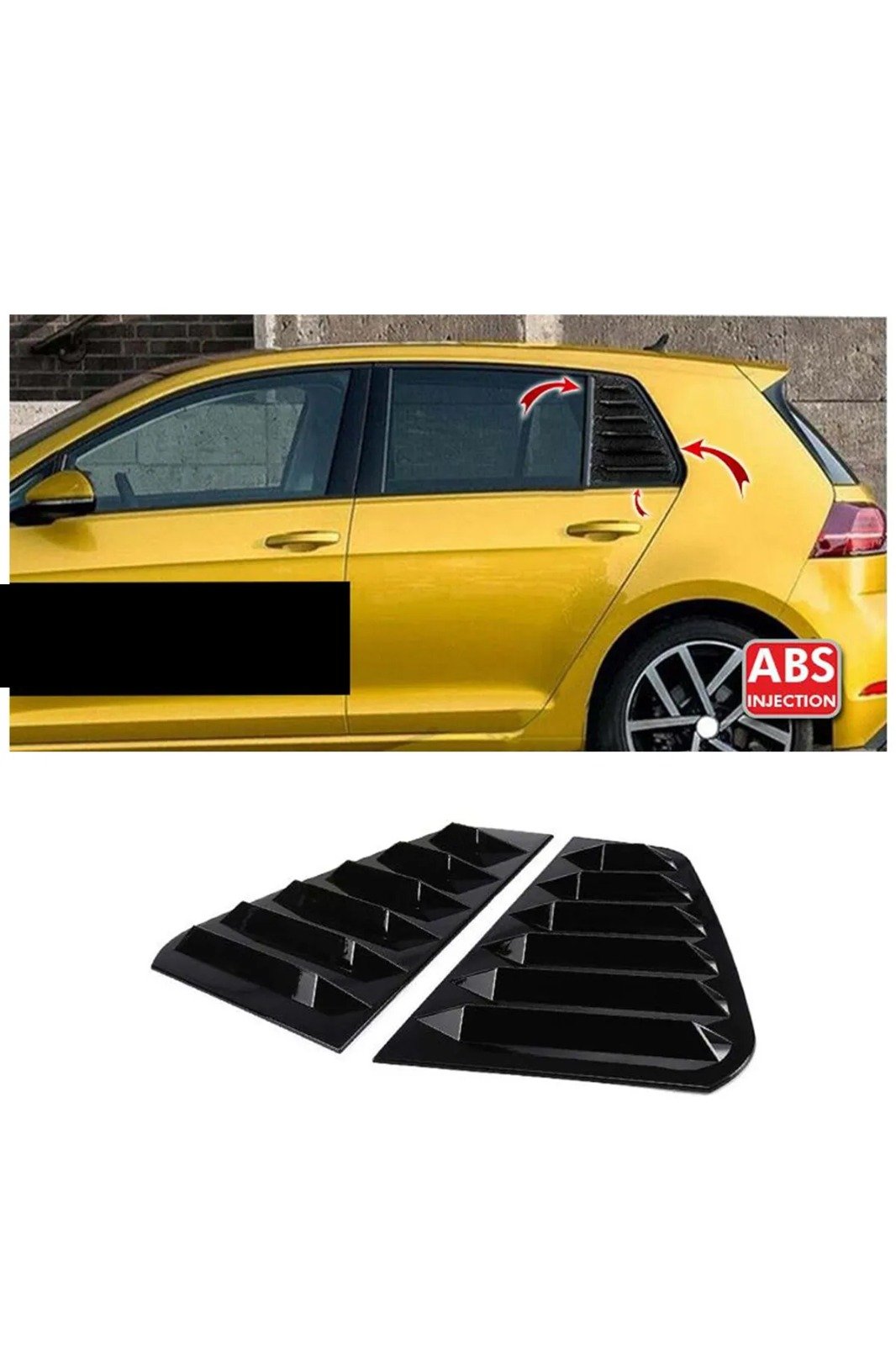 Golf 7 - 7,5 2012 - 2020 için Uyumlu Kelebek Cam Kaplaması R Parlak Siyah ABS (Piano Black)