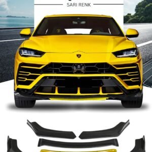 Sarı 4 Parça Ön Lip Universal Ön Tampon Eki Piano Black Sarı Renk