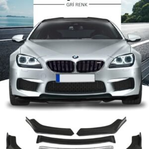 Gri 4 Parça Ön Lip Universal Ön Tampon Eki Piano Black Gri Renk