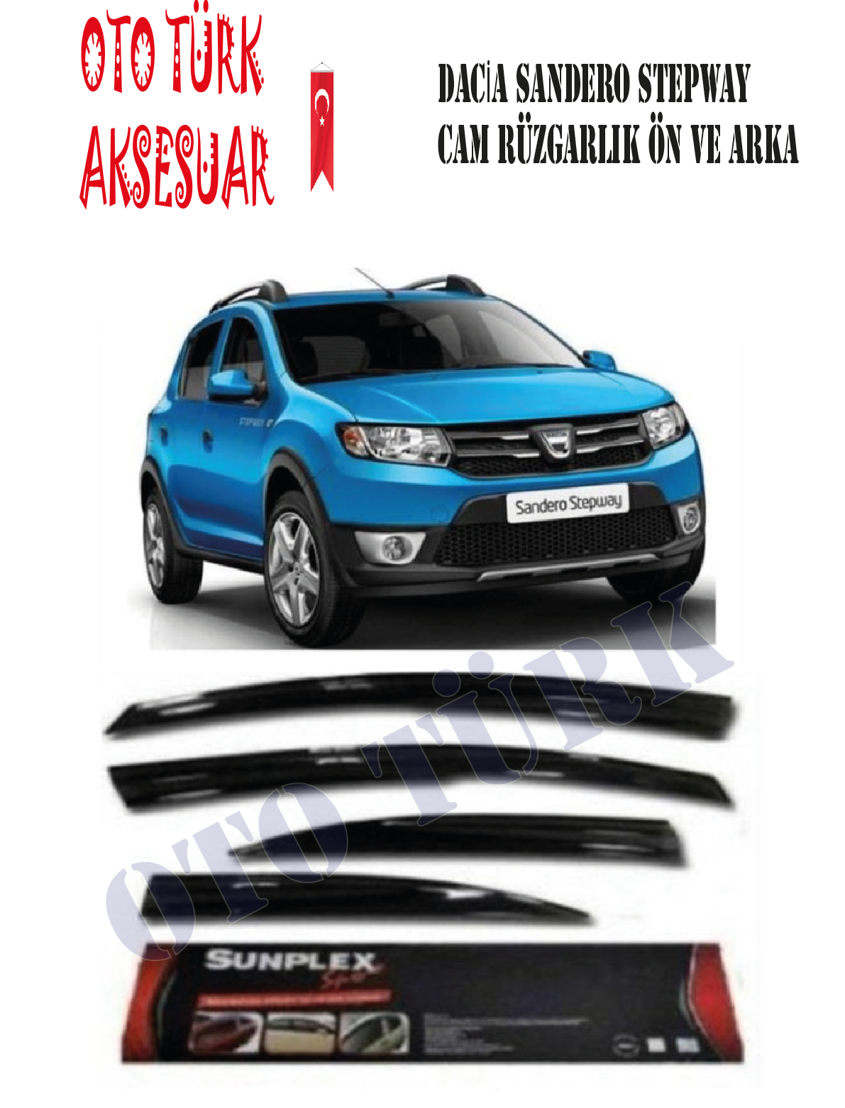 Dacıa Sandero Stepway Mugen Cam Rüzgarlı Ön-Arka