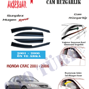 Honda Cıvıc 2001-2006 Mugen Cam Rüzgarlığı Ön-Arka