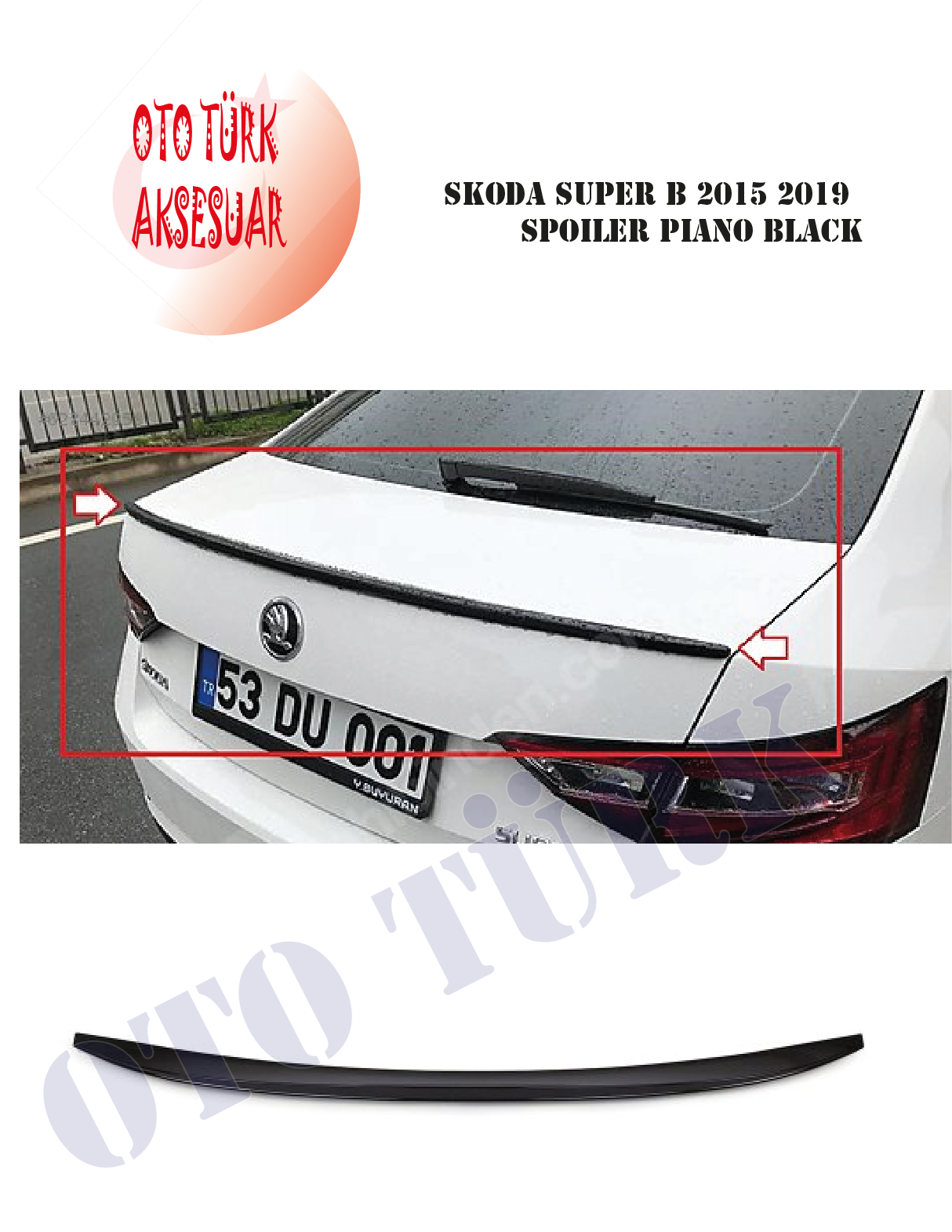 Skoda Super B 2015 2019 Spoiler Piano Black